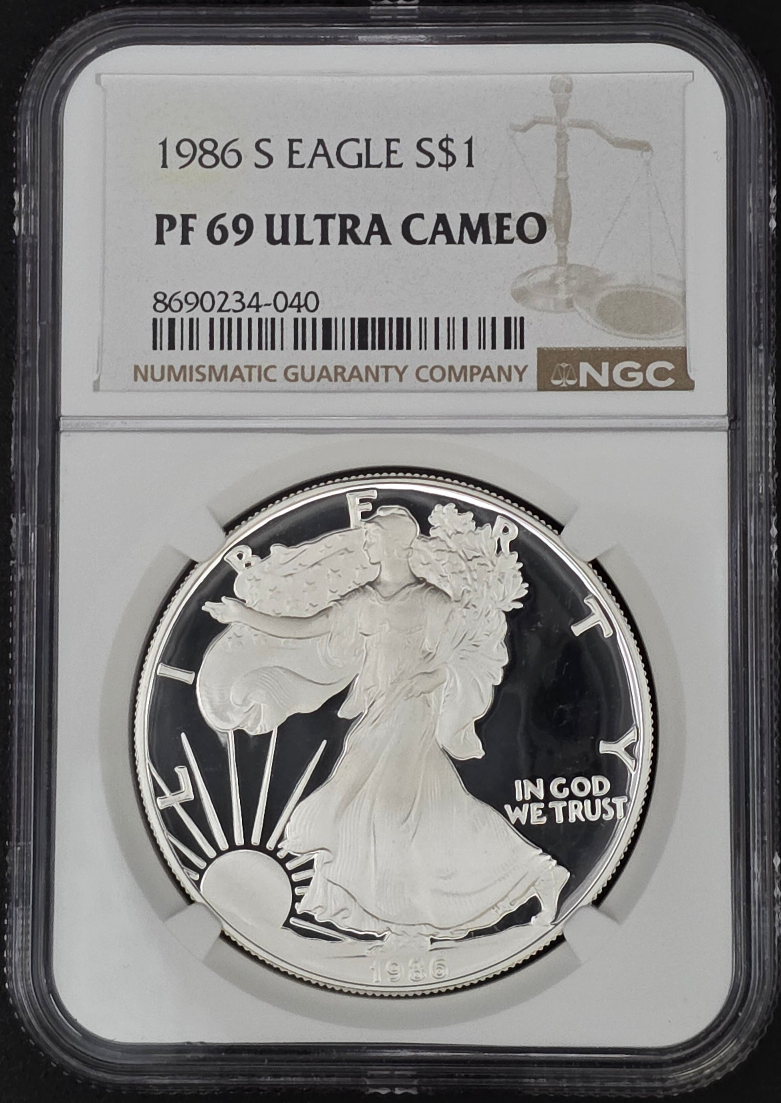 1986 American Silver Eagle NGC PF69 - 1 oz .999 Fine Silver