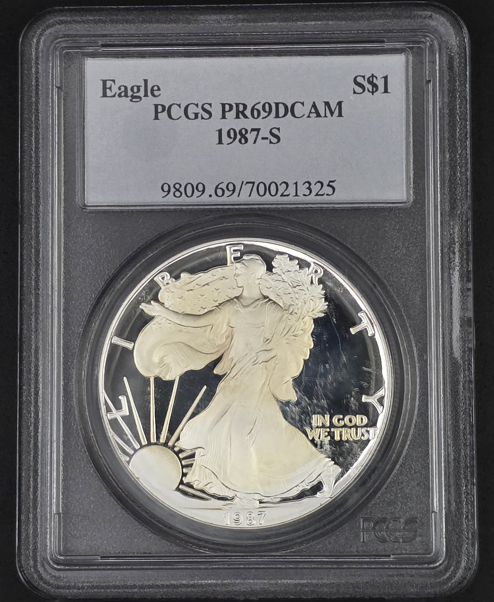 1987 American Silver Eagle PCGS PR69 - 1 oz .999 Fine Silver