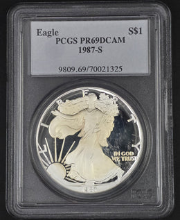 1987 American Silver Eagle PCGS PR69 - 1 oz .999 Fine Silver