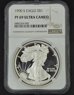1990 American Silver Eagle NGC PF69 - 1 oz .999 Fine Silver
