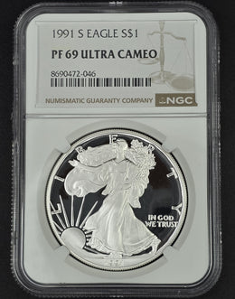 1991 American Silver Eagle NGC PF69 - 1 oz .999 Fine Silver