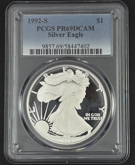 1992 American Silver Eagle PCGS PR69 - 1 oz .999 Fine Silver