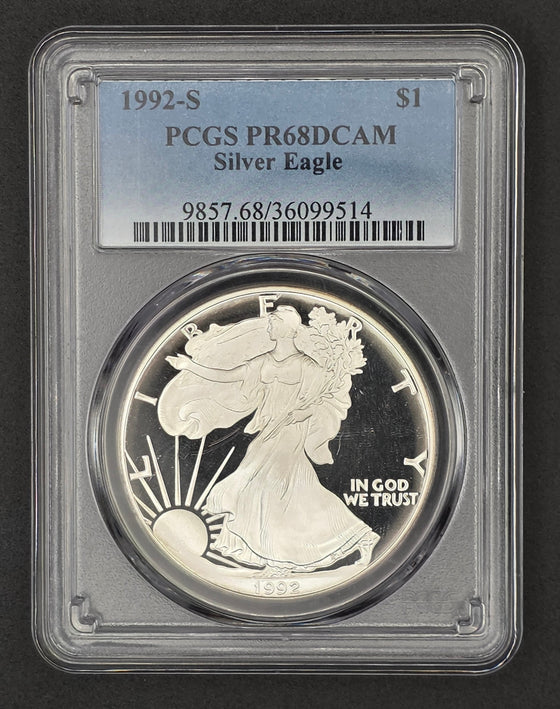 1992 American Silver Eagle Proof PCGS PR68 DCAM - 1 oz .999 Fine Silver