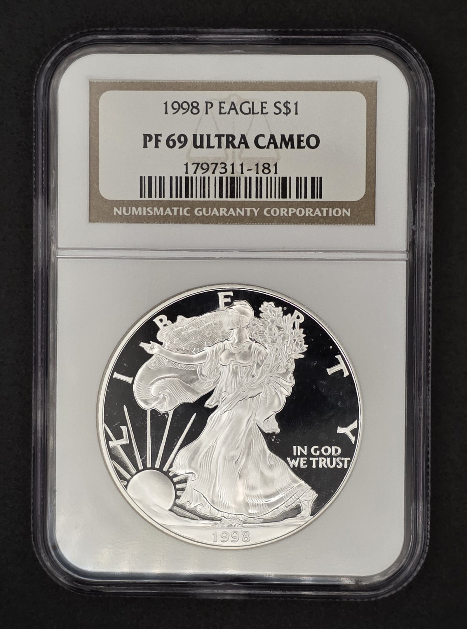 1998 American Silver Eagle Proof NGC PF69 - 1 oz .999 Fine Silver
