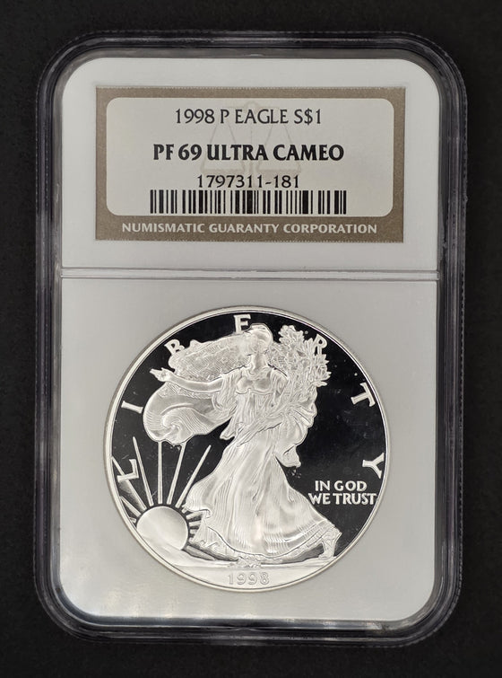 1998 American Silver Eagle Proof NGC PF69 - 1 oz .999 Fine Silver