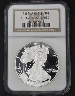 2002 American Silver Eagle NGC PF69 - 1 oz .999 Fine Silver
