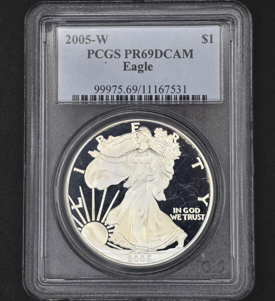 2005 American Silver Eagle PCGS PR69 - 1 oz .999 Fine Silver