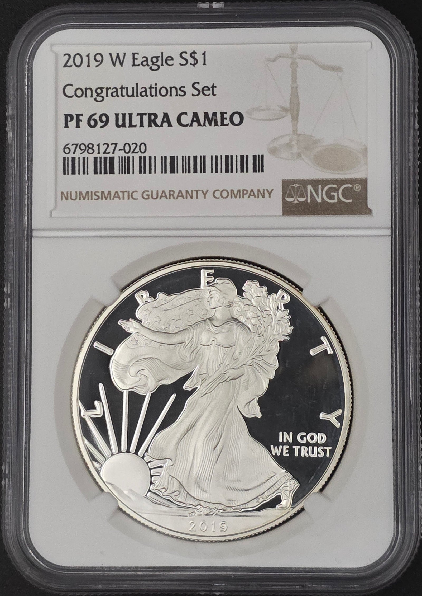 2019 American Silver Eagle Proof Congratulations Set NGC PF69 - 1 oz .999 Fine Silver