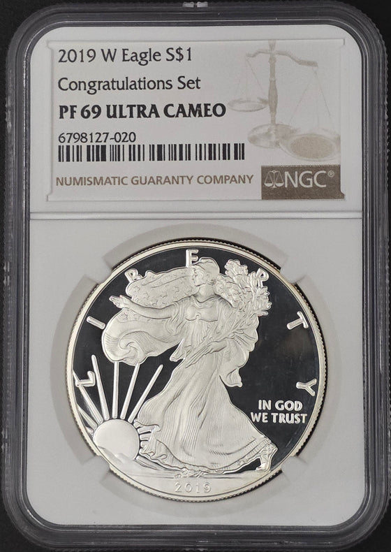 2019 American Silver Eagle Proof Congratulations Set NGC PF69 - 1 oz .999 Fine Silver