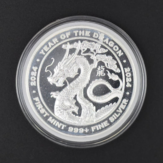First Mint 2024 Year of the Dragon Round - 1oz .999 Fine Silver