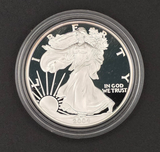 2004 American Silver Eagle Proof w/ Original Government Packaging (OGP) — 1 oz .999 Fine Silver