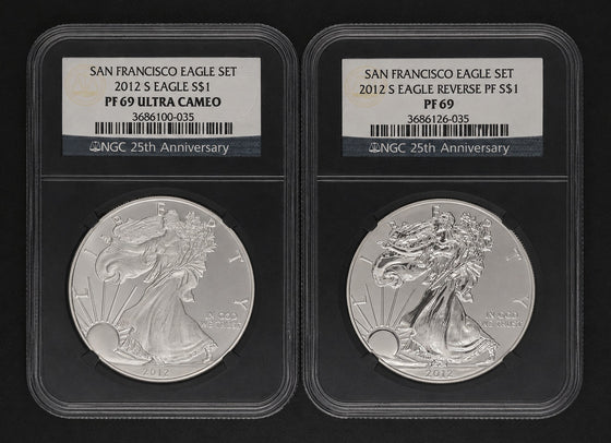 2012 American Silver Eagle Proof and Reverse Proof Set PF69