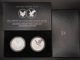 2021 American Silver Eagle Reverse Proof Set (Type 1 & Type 2 w/ OGP & COA) — 2 oz .999 Fine Silver