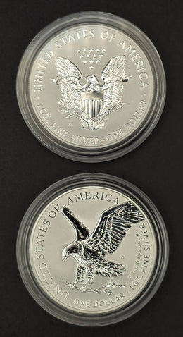 2021 American Silver Eagle Reverse Proof Set (Type 1 & Type 2 w/ OGP & COA) — 2 oz .999 Fine Silver