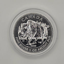 Canadian Silver Bison w/ Protective Capsule — 1 oz .9999 Fine Silver (Royal Canadian Mint)