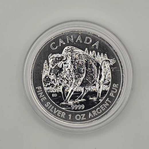 Canadian Silver Bison w/ Protective Capsule — 1 oz .9999 Fine Silver (Royal Canadian Mint)