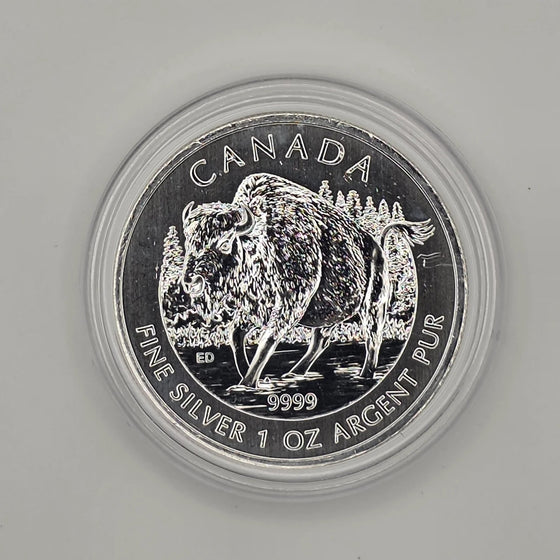 Canadian Silver Bison w/ Protective Capsule — 1 oz .9999 Fine Silver (Royal Canadian Mint)