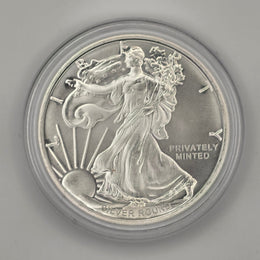 American Silver Eagle Tribute w/ Protective Capsule - .999 Pure Silver 1 Oz - 1 Troy Ounce, .999 Pure