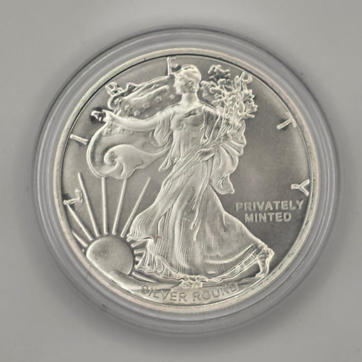 American Silver Eagle Tribute w/ Protective Capsule - .999 Pure Silver 1 Oz - 1 Troy Ounce, .999 Pure