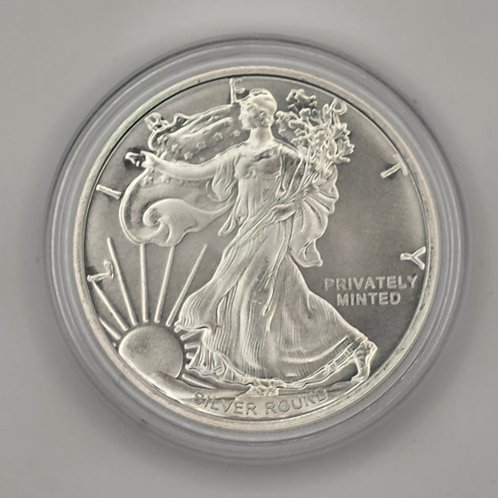 American Silver Eagle Tribute w/ Protective Capsule - .999 Pure Silver 1 Oz - 1 Troy Ounce, .999 Pure