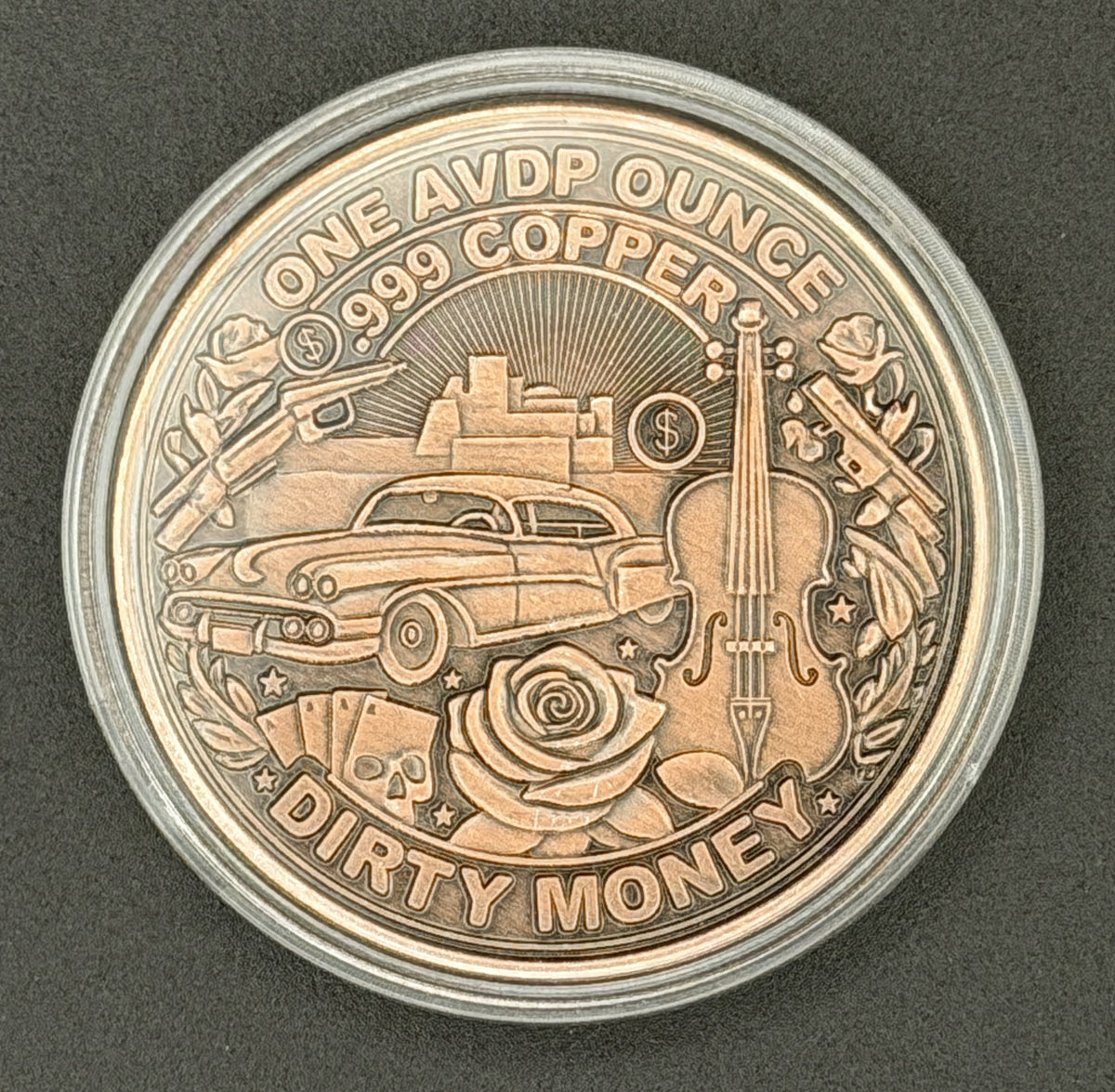 Clean Hands Dirty Money w/ Protective Capsule - .999 Pure Copper 1 Oz