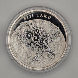 Slight Toning — Fiji Taku Hawksbill Turtle w/ Protective Capsule — 1 oz .999 Fine Silver